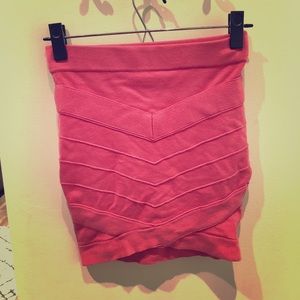 Salmon Body Con Mini Skirt
